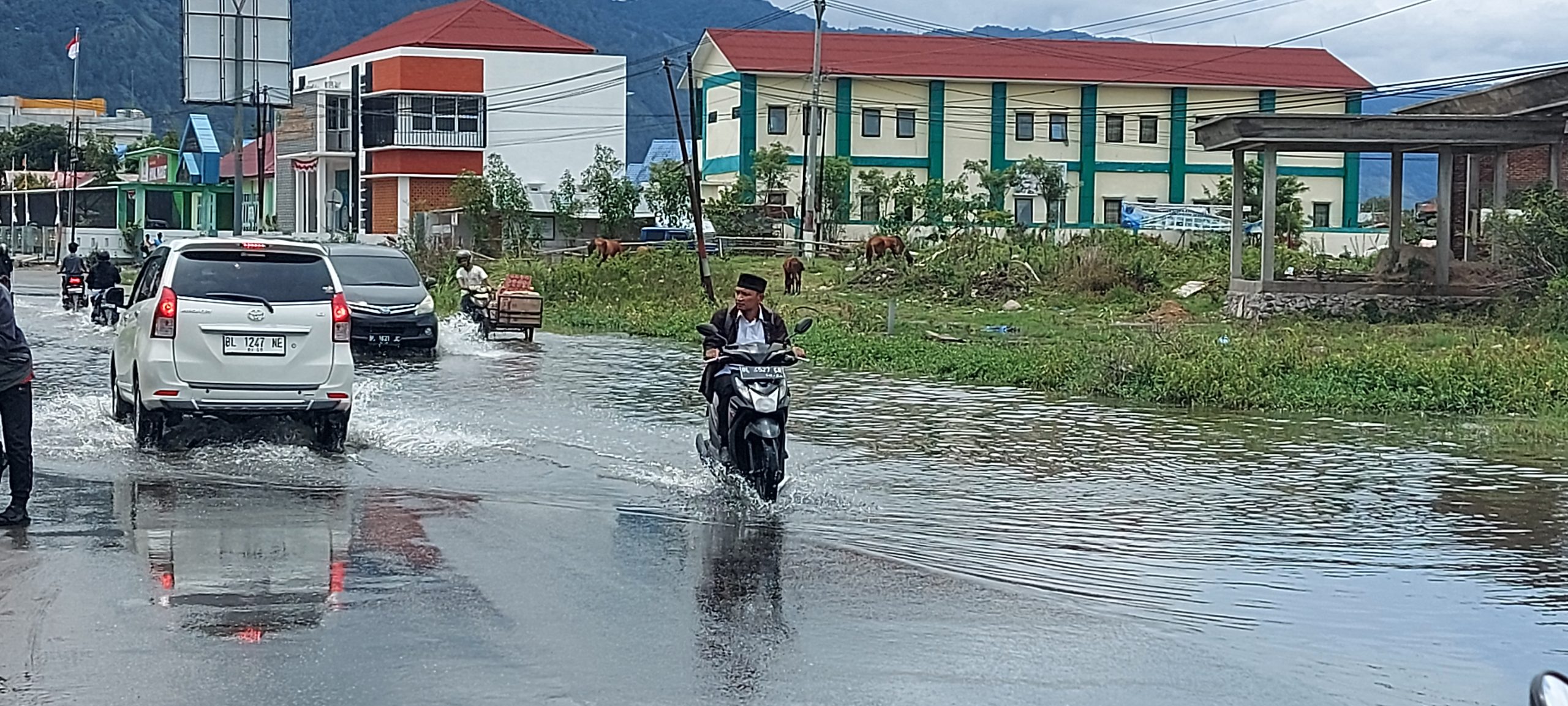 Kawasan Paya Ilang Daerah Resapan Mulai Banjir, Air Tergenang Hingga Badan Jalan