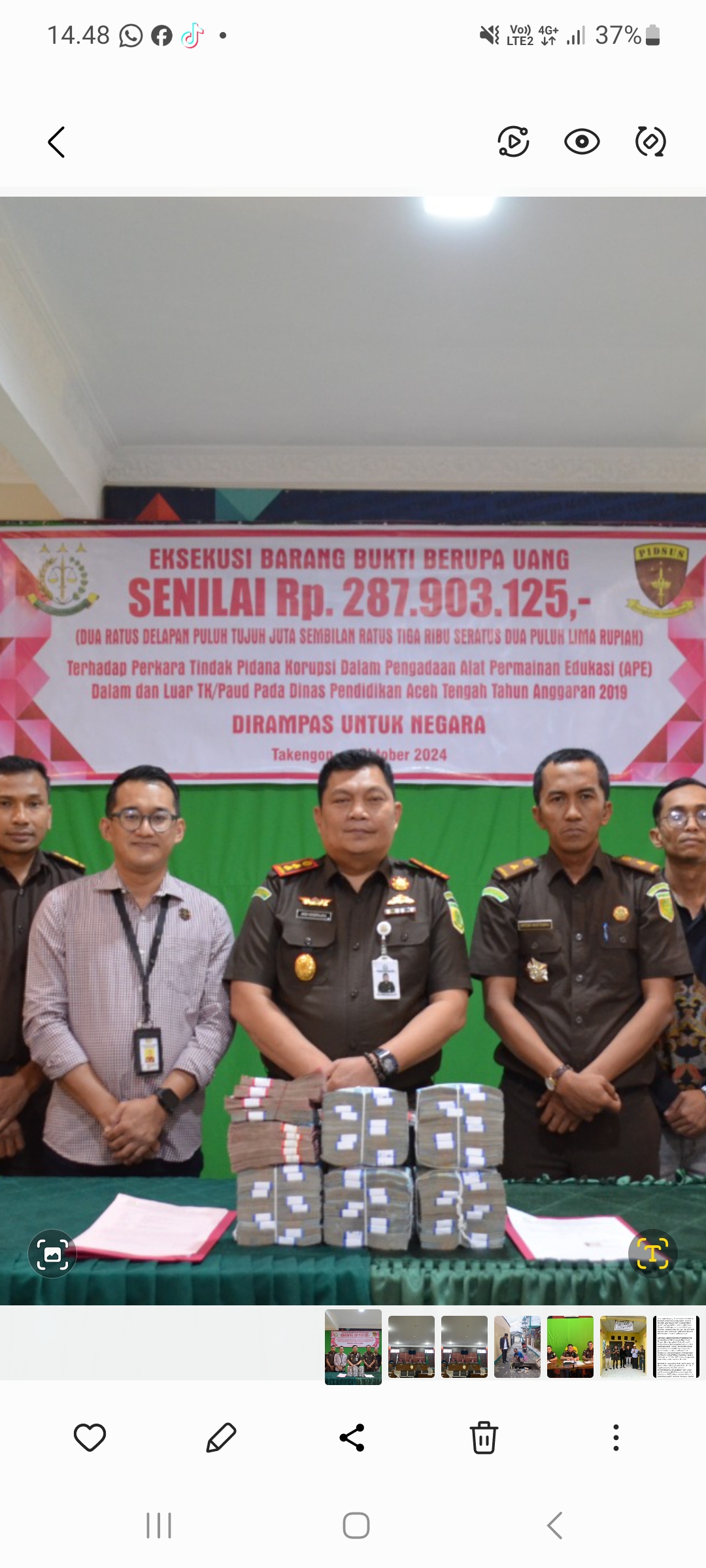 Breaking News; Kejari Takengon, Andi Hendrajaya Sita Uang APE Senilai Rp.287 Juta Lebih