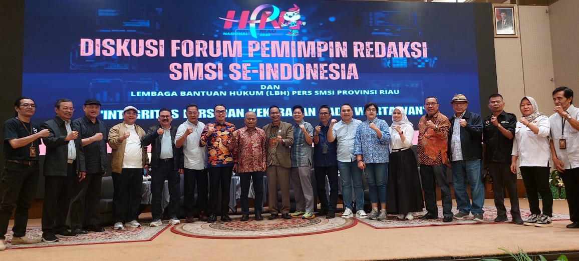 Diskusi Forum Pemimpin Redaksi SMSI Se-Indonesia dan LBH Pers SMSI Provinsi Riau “Integritas Pers dan Kekerasan pada Wartawan”