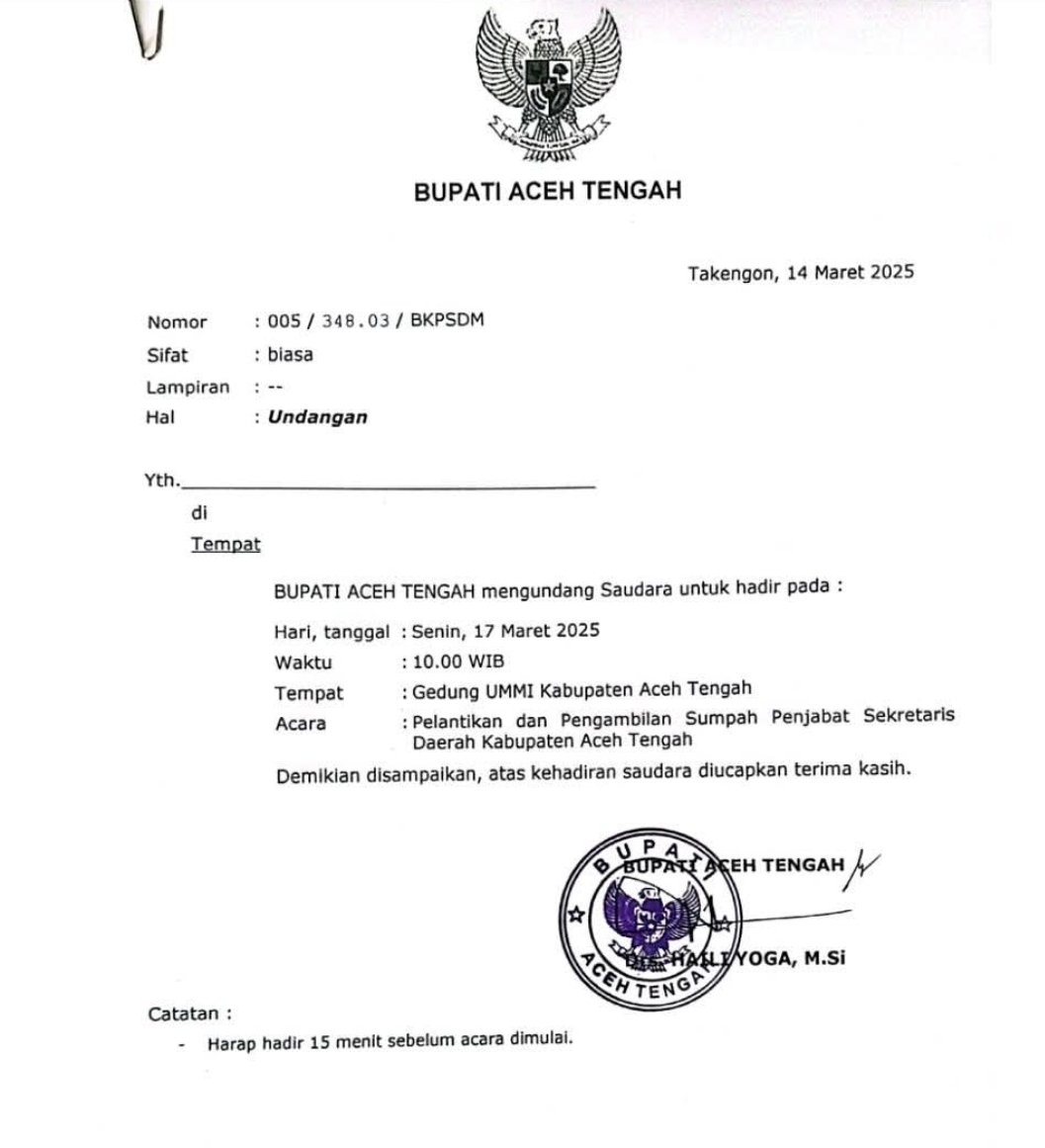 Bupati Haili Yoga Jatuhkan Pilihan Penjabat Sementara Sekda Kepada Drs. Mursid. M.Si