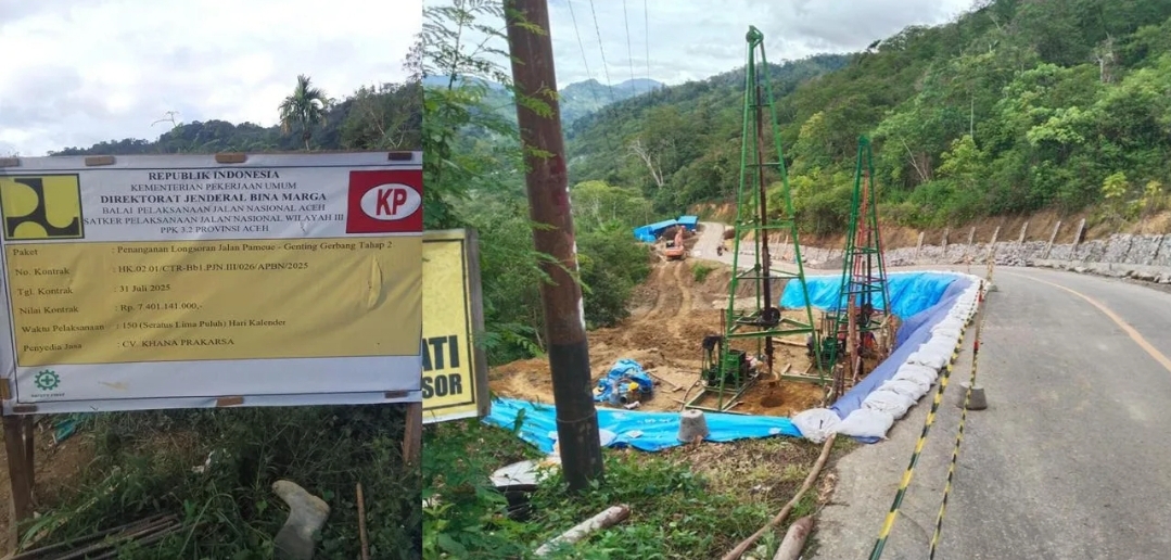 Disinyalir Bermasalah, APH Didesak Periksa Proyek Penanganan Longsoran Jalan Pameu- Genting Gerbang Tahap II
