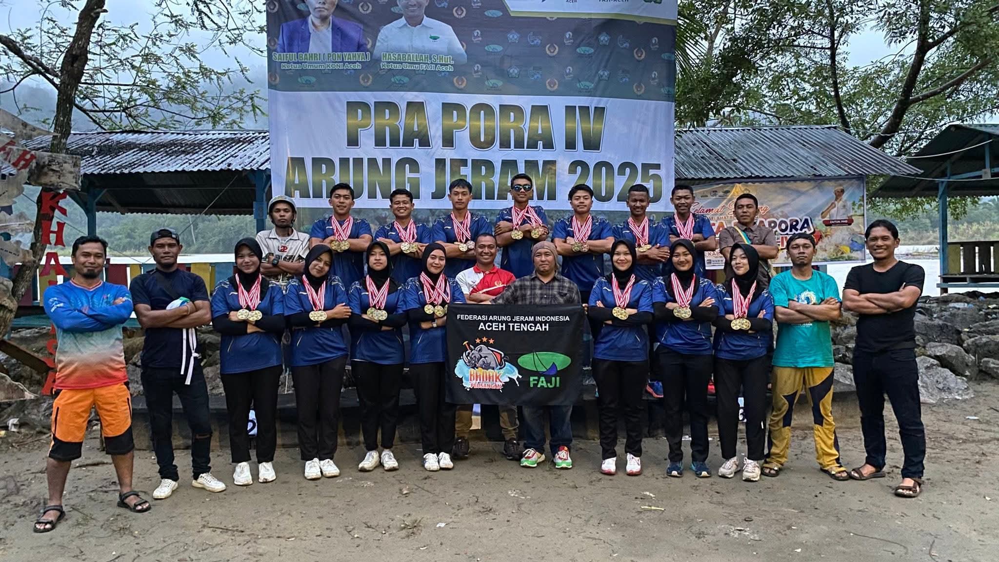 Tim Arung Jeram “Sungai Peusangan” Raih Tujuh Medali Pra Pora IV, Sebagai Juara Umum