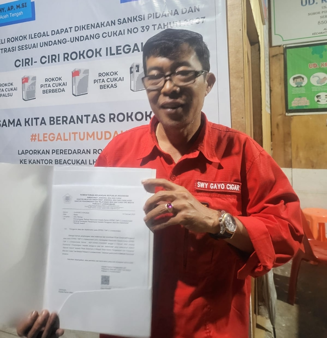 Waluyo Pengusaha Cerutu Gayo Di Percaya Sebagai Ketua PPRI Wilayah Aceh