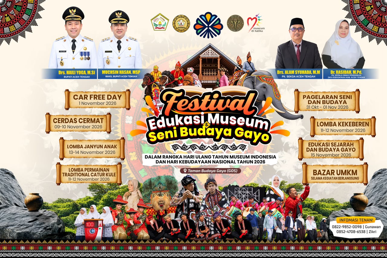 Festival Edukasi dan Museum Seni Budaya 2026 Siap Digelar di Taman Budaya Gayo
